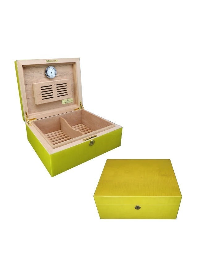 Hemingway Donatus Cedar Wood Humidor Case – Large Capacity Desktop Storage Box with Humidifier & Hygrometer, Beautiful Design, 200 Capacity, Premium Material - Image 3